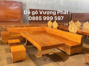 Bàn ghế Sofa góc L nguyên khối gỗ Gõ Đỏ Loại 1 đẹp