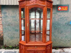 Tủ rượu góc 70 hoa lá tây gỗ Hương đá loại 1 đẹp