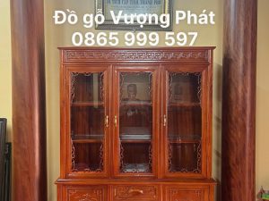 Tủ rượu 3 cánh kt 140 x 42 x 200 gỗ Gõ đỏ loại 1 đẹp