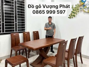 Bộ bàn ăn hiện đại 6 ghế gỗ Gõ Đỏ loại 1 đẹp