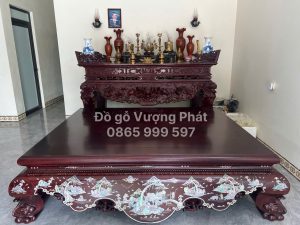 Sập gỗ gụ trơn Khảm trai Khảm ốc kt 180 x 2m2 loại 1 đẹp dày dặn