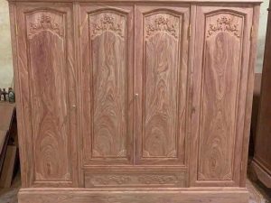 Tủ Áo 4 cánh gỗ thịt Hương đá tự nhiên hàng dày dặn đẹp loại 1