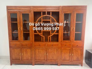 Tủ kê đồ trang trí 3 cục gỗ Hương đá kt dài 360 cao 2m sâu 40