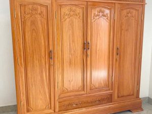 Tủ áo 4 cánh gỗ thịt Gõ Đỏ tự nhiên hàng dày dặn loại 1