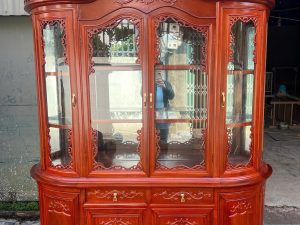 Tủ rượu Luis hoa lá tây kt 180 x 225 x 47 gỗ Gõ Đỏ loại 1
