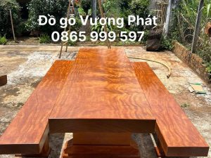 Bộ bàn ghế K3 nguyên khối gỗ Gõ Đỏ vân veo đẹp tự nhiên