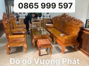 Bộ bàn ghế hoàng gia gỗ gõ bộ 6 món sang trọng