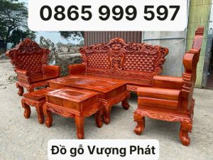Bộ bàn ghế Hoàng gia Louis 6 món gỗ hương loại 1 đẹp sang trọng